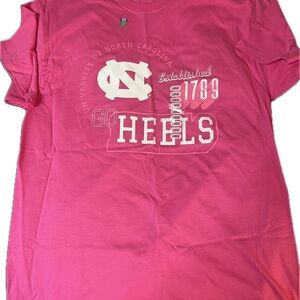 Hanes UNC Tarheels Pink Short Sleeve T-Shirt with Graphic Design